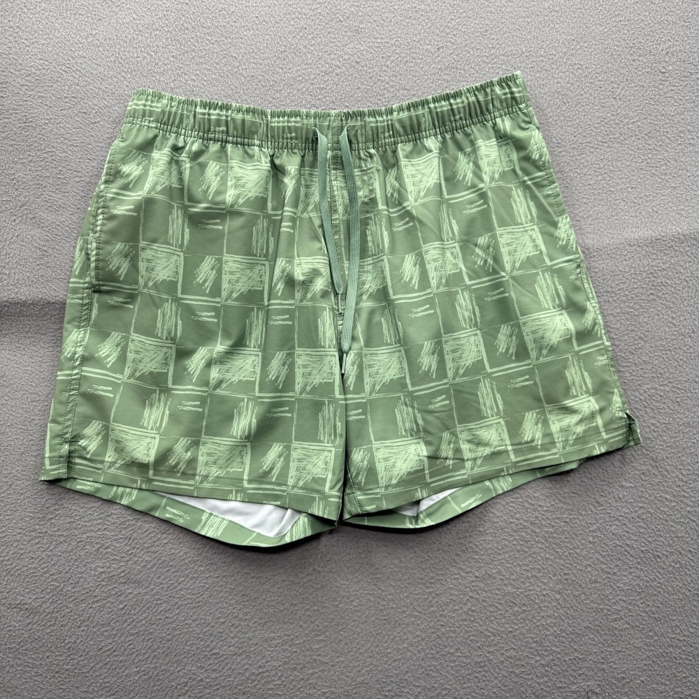 Bearbottom Clothing Swim Shorts Mens XL Green Geometric Trunks 5.5 Inseam Lined